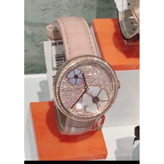 Courtney Rose Gold-Tone and Blush Croco Leather Watch MK2718