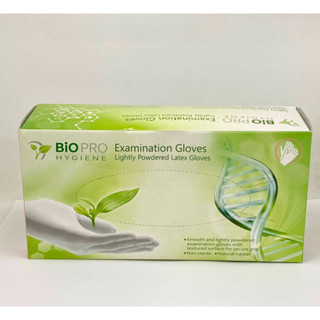 ถุงมือไบโอโปร BIO PRO Examination Gloves Lightly Powdered Latex Gloves บรรจุกล่องละ 100 ชิ้น