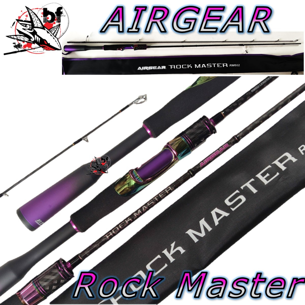 คันเบ็ด คันสปิน UL  Airgear   Rock  Master  6 ฟุต 2 ท่อน เวท 4-12 lb คันสปินนิ่ง ด้ามเบสบอล ไกด์ทรง K