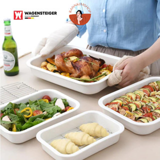 [พร้อมส่ง] Wagensteiger Ceramic Tray &amp; Stainless Steel Rack : ถาดเซรามิก อเนกประสงค์ พร้อมตะแกรง เข้าเตาอบ