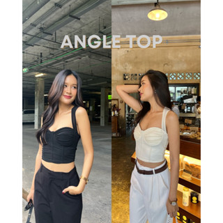 Fierce_bkk : Angle top เสื้อครอปสายเดี่ยวซีทรู ดีเทลจับจีบที่อก สินค้าพร้อมส่งในไทย