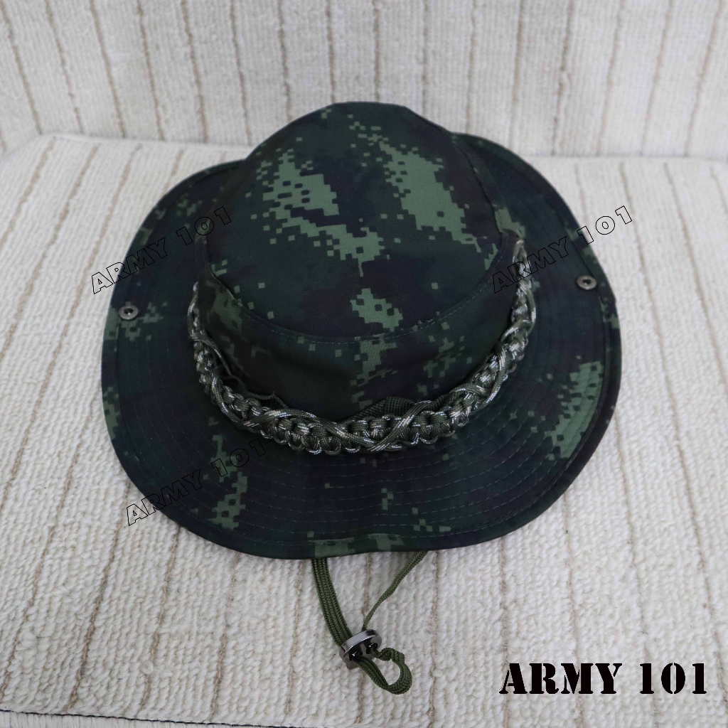 หมวกปีก ทหารบก ถักเชือก พาราคอร์ด PARACORD (6A2) ลายพรางใหม่ ไม่ติดอาร์ม