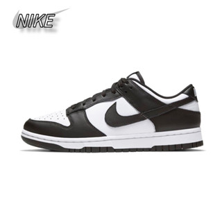 Nike Dunk Low Retro "Black" Panda Classic รองเท้าผ้าใบกันลื่นระบายอากาศสีดำและสีขาว ของแท้ 100%