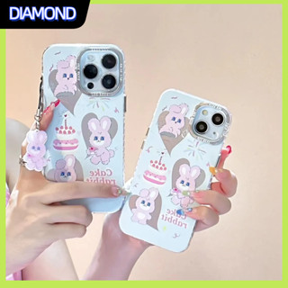 💲คูปองเคลม💲เคสไอโ case for iphone 11 12 เค้กสตรอเบอรี่บันนี่ เคส 14 13 12 11 pro max ชุบเงิน การป้องกันอย่างเต็มที่