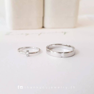 แหวคู่ เพชรแท้ Baguatte Diamond White Gold 18k _ ThankyouCo