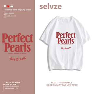 SELVZE （พร้อมส่งจากกทม มาถึงใน 3วัน）print T-shirt เสื้อยืดแขนสั้นพิมพ์ตัวอักษรเรียบง่าย T0293