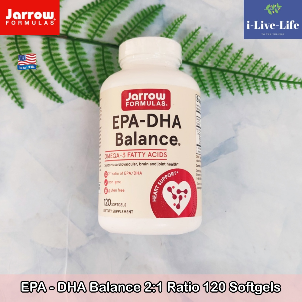 Jarrow Formulas - EPA - DHA Balance 2:1 Ratio 120 Softgels อีพีเอ - ดีเอชเอ ไม่มีกลิ่น โอเมก้า3 Omega 3