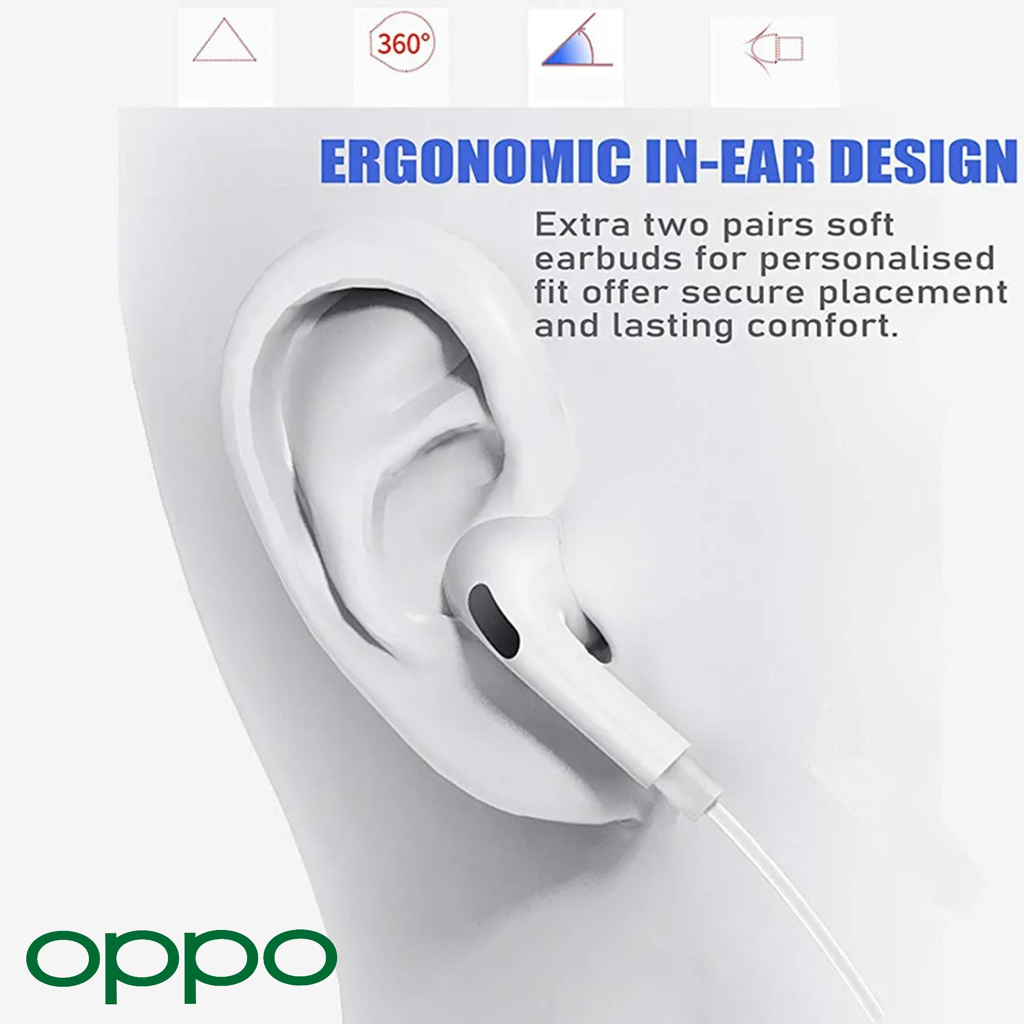 หูฟัง สมอลทอล์ค OPPO Aux 3.5 In-Ear ออปโป้ อินเอียร์ เสียงดี เบสหนัก รีโมทเล่น-หยุดเพลง-เพิ่ม-ลดระดับเสียง A15s