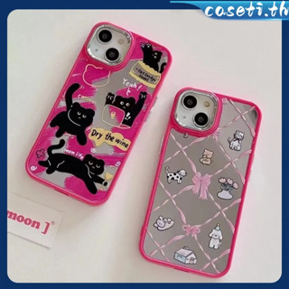 คูปองเคลม🎀เคสไอโ case for iphone 11 12 การ์ตูนแมวและสุนัขเฉพาะสไตล์เกาหลี เคส 14 13 12 11 pro max เคสโทรศัพท์ส่วนบุคคล