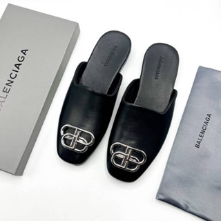 รองเท้าเปิดส้น MENS BLACK COSY BB MULES SLIP ON SHOES SILVER LOGO สินค้าพร้อมส่ง