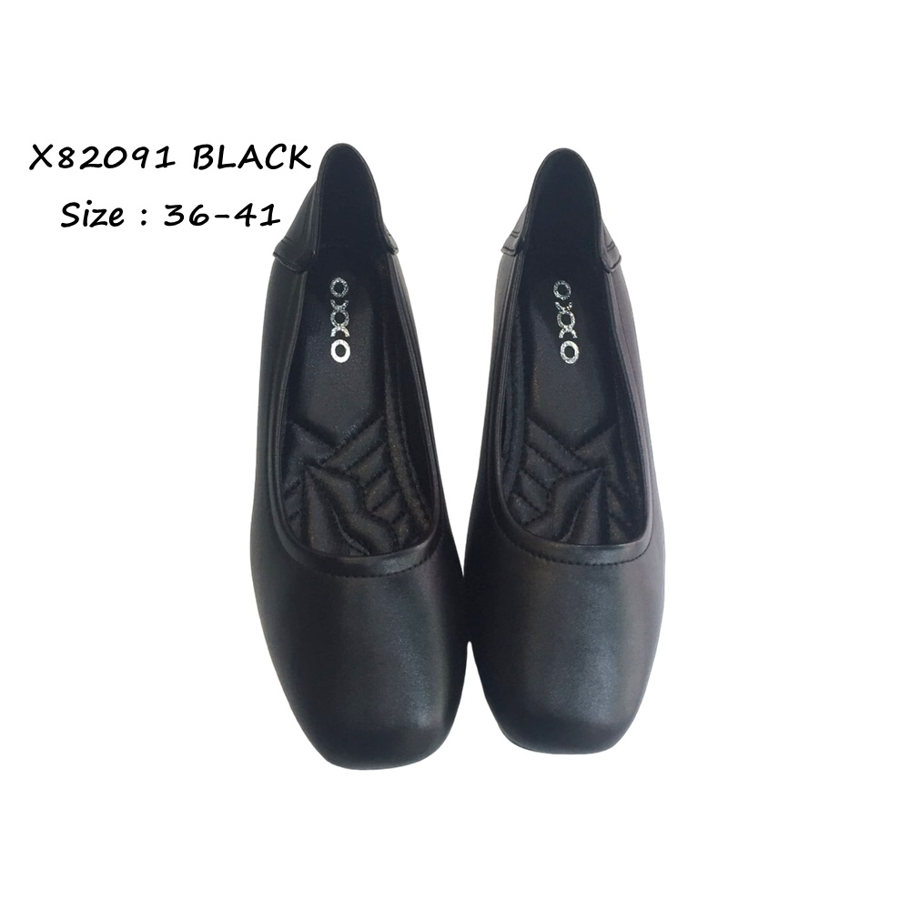 OXXO รองเท้าคัทชูส้นแบน แฟชั่น ใส่เล่น ใส่ทำงาน หนังpuนุ่ม พี้นนิ่ม ใส่กระชับเท้าใสสบาย X82091