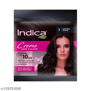 Indica Creme  Hair Color,10 Minutes  Long Lasting Colour, 100% 40ml NATURAL BLACK