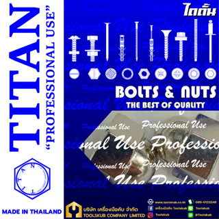 TITAN “PROFESSIONNAL USE” MADE IN THAILAND RP-4413 หัวน็อตหมวก-เงิน M12-1.5 (2ตัวใน1ห่อ)