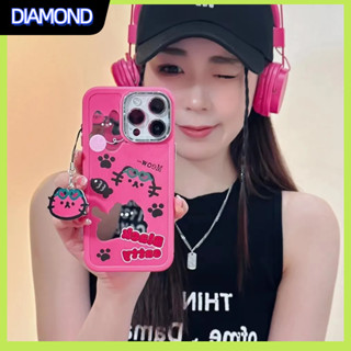 💲คูปองเคลม💲เคสไอโ case for iphone 11 12 แมวไลน์บวกจี้ เคส 14 13 12 11 pro max กระจกเงา การป้องกันอย่างเต็มที่