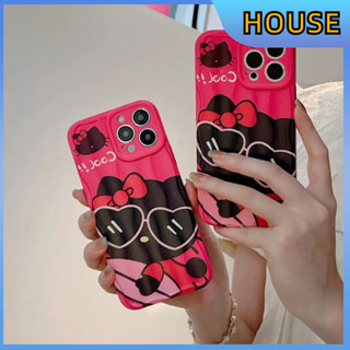 💲คูปองเคลม💲เคสไอโ case for iphone 11 12แว่นกันแดดคิตตี้ ระลอก เคส 14 13 12 11 pro max ป้องกันการล้มอย่างครอบคลุม