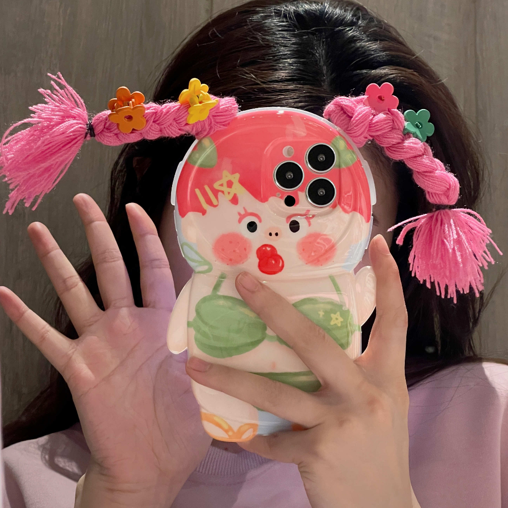 จัดส่งจากไทยภายใน 24 ช.ม เคสไอโฟน 15 Pro Max 14 13 12 11 เคส for เคสไอโฟน11 น่ารัก ตลก แปลก พกง่ายๆ สร้อยข้อมือ Case