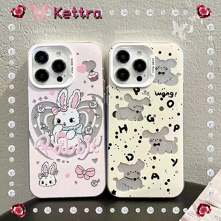 💜Kettra💜ป้องกันการหล่น ขอบเต็ม น่ารัก iPhone 11 14pro max เส้นขอบโปร่งใส การ์ตูน กระต่าย รุ่นคู่ case for iPhone 12 13