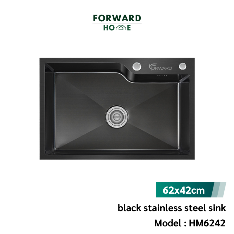 Forward ซิงค์ล้างจานสีดำ ซิงค์ล้างจาน ซิงค์ครัว ซิงค์หรู ขนาด62*42cm Kitchen Black Sink stainless steel sink รุ่น HM6242