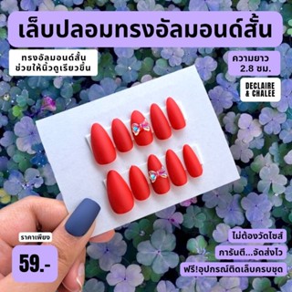 เล็บปลอม ทรงอัลมอนด์สั้น 2.5 ซม. APPLE QUEEN ฟรี!อุปกรณ์ติดเล็บครชุด พร้อมส่ง