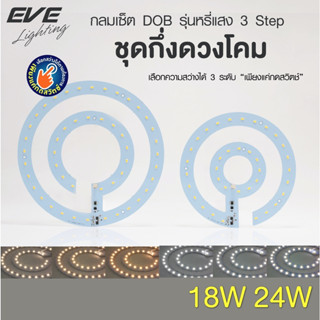 EVE ชุดแผงไฟแอลอีดี ปรับความสว่าง 3 Step ระดับ แผงแอลอีดี นีออนกลม ติดเพดาน ขนาด 18W 24W แสงขาว แสงเหลือง