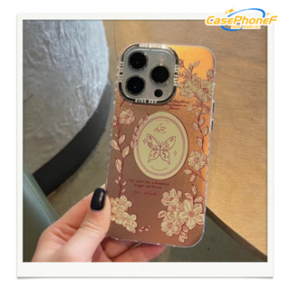 ✨ส่งของขวัญ✨เคส for iPhone 11 14 Pro Max Case for iPhone 12 13 ป้องกันการตก การป้องกัน พื้นผิวกระจก ผีเสื้อ ดอกไม้