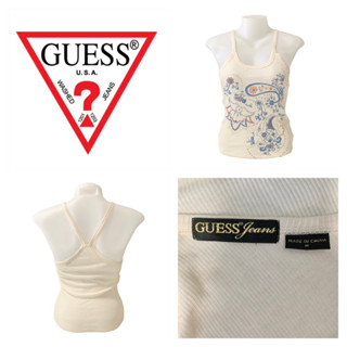 Guess(เกสส์)เสื้อสายเดี่ยว ผู้หญิง สีครีม สกรีนลายดอกไม้ ไซส์M