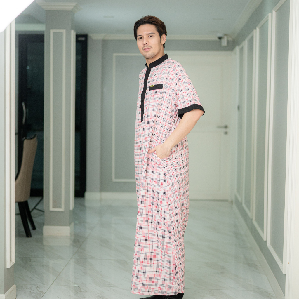 โต๊ปชายแขนสั้นผ้าใส่สบายไม่ร้อน  เป็นเครื่องแต่งกายมุสลิมชาย AE28 รุสมีนี
