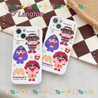 🌈Langton🌸การ์ตูน เครยอนชินจัง ป้องกันการหล่น ขอบเต็ม iphone 11 14 pro max สีขาว เรียบง่าย น่ารัก case for iPhone 12 13