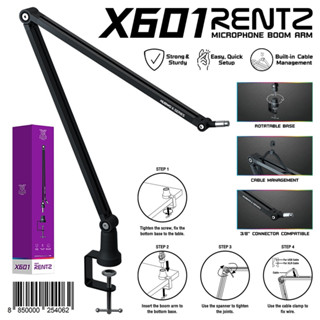 ขาแขวนไมโครโฟน NUBWO รุ่น X601 RENTZ Microphone Boom Arm หมุนได้ 360 องศา น้ำหนักเบา พกพาได้