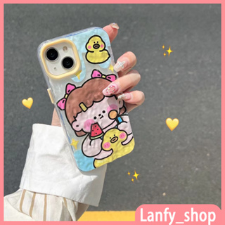 💖New💖iPhone 14 13 12 11 Pro Max เคส for เคสไอโฟน11 น่ารัก บางเบาพกพาง่าย การ์ตูน เป็ด สาว กราฟ โปร่งใส แฟชั่น Case