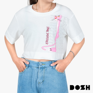 DOSH WOMENS CROPPED TOPS PINK PANTHER เสื้อยืดครอปสั้น ผู้หญิง DPPWT1019-OW