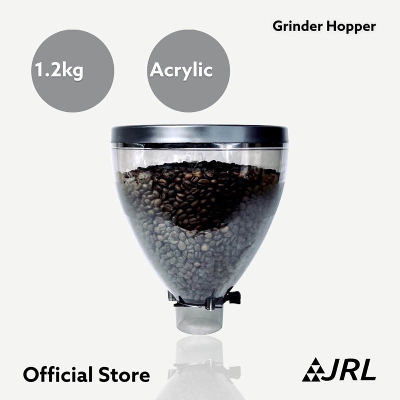 JRL Hopper โถใส่เมล็ดกาแฟอคริลิก เครื่องบดกาแฟ คอกว้าง 5.5 ซม รุ่น #JRL-600 ความจุ 1.2 กก (สีดำใส)