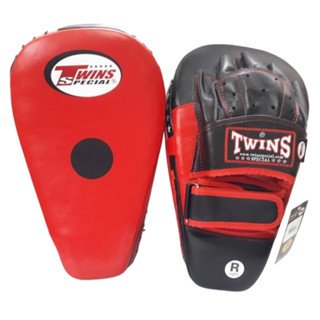 Twins Special Focus mitts PML-21 Red-black ฺpunching pads Genuine Leathe เป้ามือทวินส์ สเปเชี่ยล ทรงโค้ง สีเเดง หนังเเท้