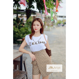 ราคาถูกที่สุด!! Ariya  set  2 ชิ้น เสื้อยืดมาพร้อม กางเกงกระโปรงผ้าทอ