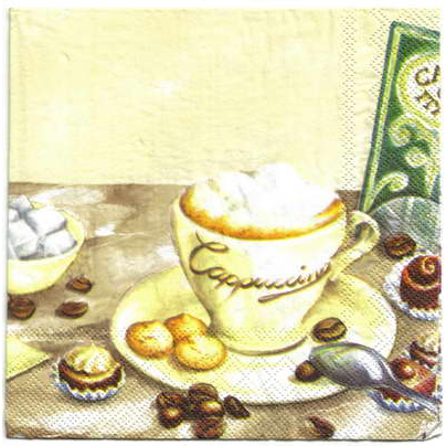 Pladao Napkin ภาพกาแฟ สีน้ำ Coffee Cafe Cappucino ถ้วยกาแฟ กระดาษ แนพกิ้น สำหรับงานศิลปะ เดคูพาจ dec