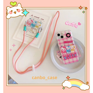 🎁ส่งของขวัญ🎁เคสไอโฟน สำหรับ 11 14 for iPhone Case 13 12 Pro Max แมว ด้วยเชือกเส้นเล็ก กันกระแทก เคสนิ่ม เคสโทรศัพท์