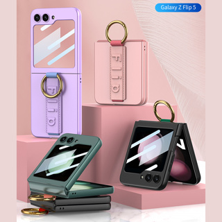 Flip5 Case Samsung Galaxy Z Wrisband + Ring  เคส รุ่นริสแบนด์ + แหวน จอมีกระจก ( THพร้อมส่ง ในไทย )