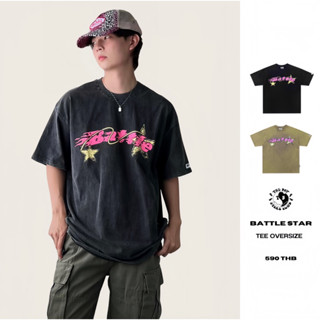 THEBOY-BATTLE STAR STREET เสื้อยืดสีฟอกสตรีทสไตล์