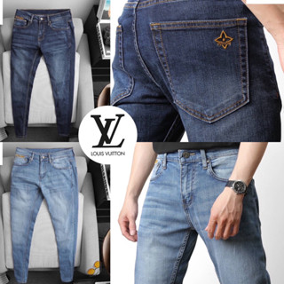 Louis Vuitton Denim Jeans 👖กางเกงยีนส์ขายาวผู้ชาย ทรงกระบอกเล็ก พร้อมส่ง 2 สี