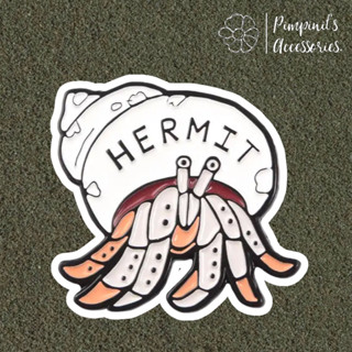 ʕ •ᴥ•ʔ ✿ พร้อมส่ง : เข็มกลัดลายปูเสฉวน "HERMIT" | "HERMIT" Marine Hermit Crab Enamel Brooch Pin.