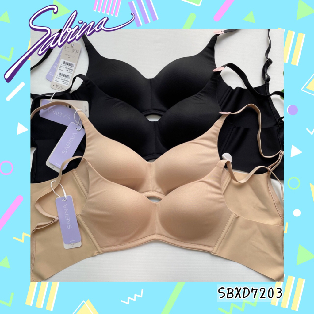 ￼Sabina เสื้อชั้นใน Invisible Wire (ไม่มีโครง) รุ่น Perfect Bra รหัส SBXD7203BK สีดำ SBXD7203CD สีเน
