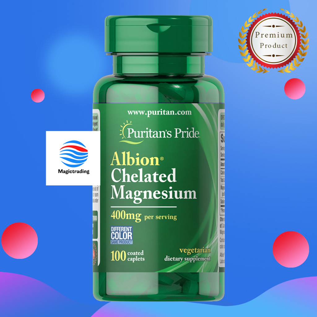 Puritan's Pride Albion® Chelated Magnesium 400 mg / 100 Caplets