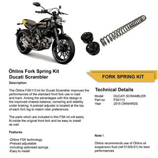 โช๊คหน้า OHLINS FSK113 Ducati Scrambler สปริง โช๊ค โช๊คแต่ง โช๊คมอเอตร์ไซค์