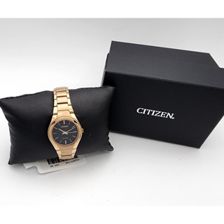 นาฬิกา CITIZEN WOMENS FE2093-54E ECO DRIVE BLACK DIAL ROSE GOLD TONE STAINLESS STEEL WATCH 29 MM พร้อมกล่อง (ใหม่)