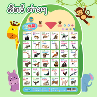โปสเตอร์พูดได้ 2 ภาษาจีน-อังกฤษ มี 8 หมวดหมู่ ABC ตัวเลข กดแล้วมีเสียง มีเพลง เล่นเกมส์ ของเล่นเด็ก เสริมพัฒนาการ