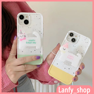 💖New 💖iPhone 14 13 12 11 Pro Max เคส for เคสไอโฟน11 น่ารัก บางเบาพกพาง่าย การ์ตูน เรียบง่าย แมว พร้อมขาตั้ง Case