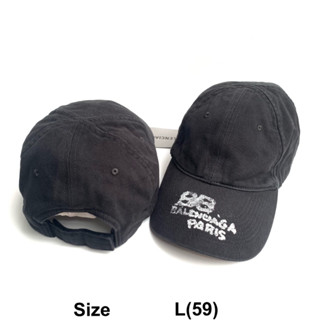 Balenciaga BB Logo Cap paris หมวก หมวกแก๊ป สีดำ BB บาเลนเซียก้า ของแท้ แบรนด์เนม