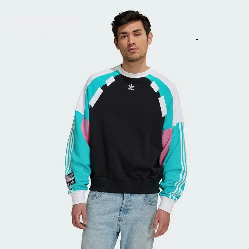 Adidasเสื้อฮู้ด hoodie สีเวอร์ชั่น retropatchwork กีฬาสีเสื้อฮู้ด pullover ด้านบน