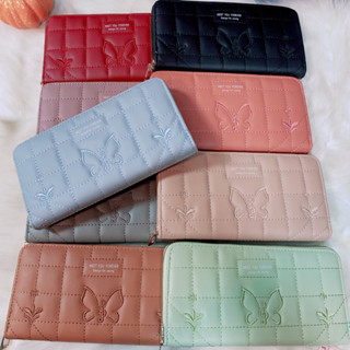 กระเป๋าสตางค์ใบยาว กระเป๋าสตางค์ผู้หญิงมีสายคล้องมือ ขนาด 10x20cm