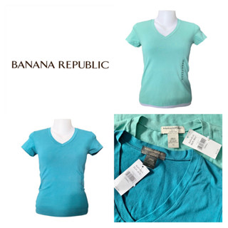 Banana Republic ของแท้ เสื้อคอวีสีเขียว ผู้หญิงผ้ายืดได้เยอะมาก เนื้อผ้าดี